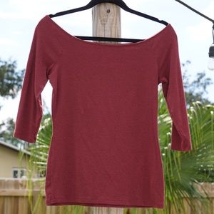 Old Navy Maroon Off the Shoulder Dress Shirt